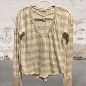 We The Free Stripe Pullover, Raw Ends